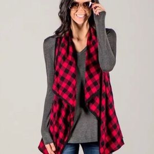Red Buffalo Plaid Vest Open Front